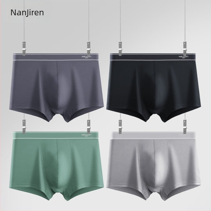 Férfi pamut boxer, légáteresztő kötött anyag, középső derekú, egyszínű, 95–100% pamut, 4 darabos csomag