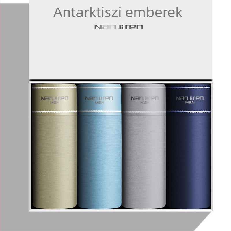 Férfi pamut boxer, légáteresztő kötött anyag, középső derekú, egyszínű, 95–100% pamut, 4 darabos csomag