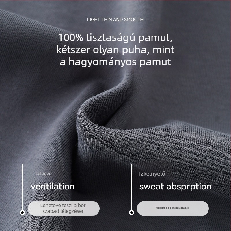 Férfiaknak nyári 100% pamut pizsama szett, hosszú ujjú felső, vékony otthoni viselet