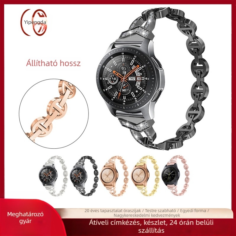 Gyémánttal díszített ötvözött okosóra-szíj, 12 mm lug szélesség, divatos stílus, kompatibilis Samsung, Apple, Garmin, Huawei, Fitbit, Casio