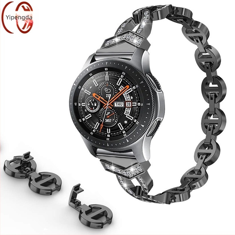 Gyémánttal díszített ötvözött okosóra-szíj, 12 mm lug szélesség, divatos stílus, kompatibilis Samsung, Apple, Garmin, Huawei, Fitbit, Casio
