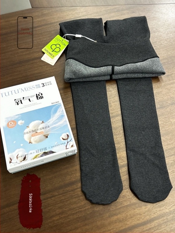 Női pamut velúr harisnya, három-zónás nyomáscsökkentés, vastag és meleg, mintázat csíkos/karos, harisnyanadrág hossz