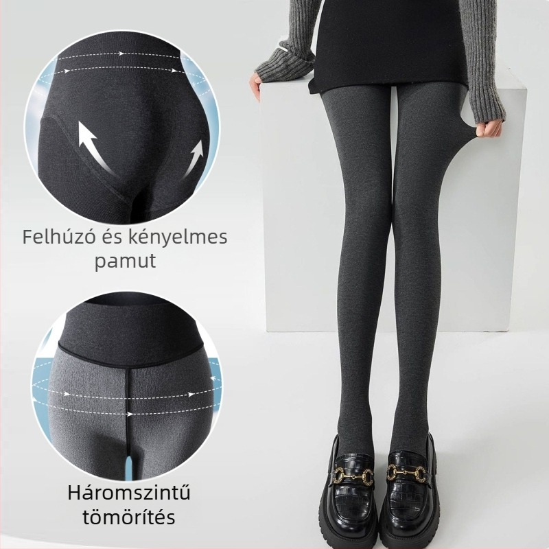 Női pamut velúr harisnya, három-zónás nyomáscsökkentés, vastag és meleg, mintázat csíkos/karos, harisnyanadrág hossz