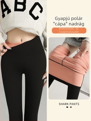 Női plüss béléses Shark nadrág téli modellhez, rózsaszín Barbie-stílusú leggings, csúszásmentes, vastag, szoros és meleg külső viselethez
