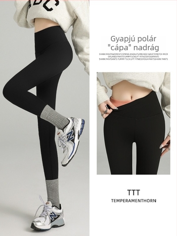 Női plüss béléses Shark nadrág téli modellhez, rózsaszín Barbie-stílusú leggings, csúszásmentes, vastag, szoros és meleg külső viselethez