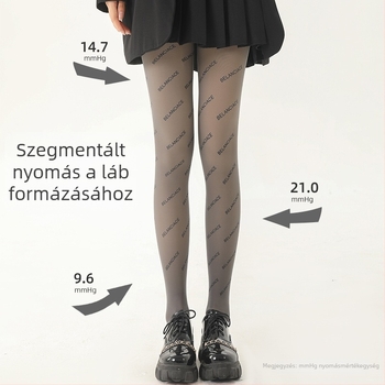 Női fekete harisnya angol betűs mintával, őszi-téli fleece-béléssel, nyugati stílus, különböző méretek
