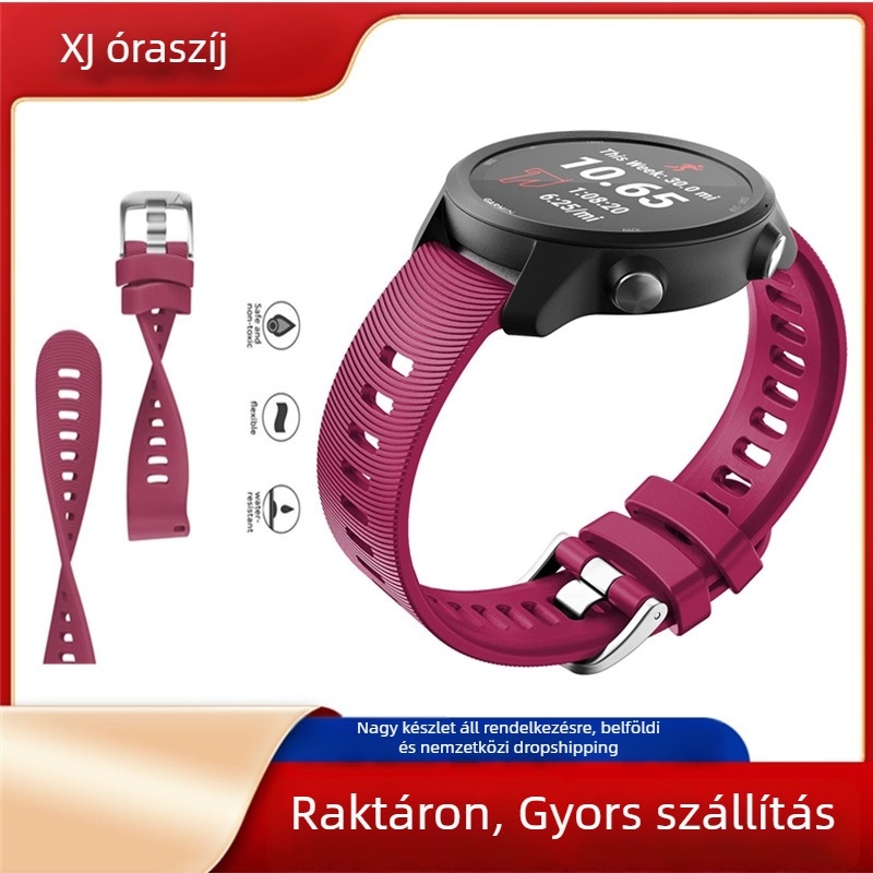 Szilikon csuklópánt Garmin Forerunner 245M és Garmin 645-höz, 20 mm, 20 vízszintes csíkkal