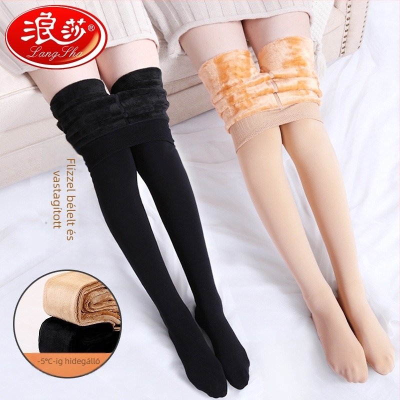 Velúr vastagított harisnyanadrág ősz-télre, egyszínű, csípőemelés és formázás, 93,8% poliészter