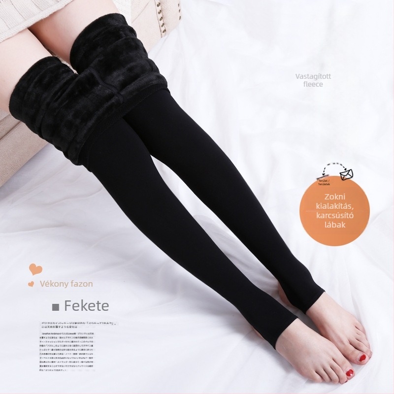 Velúr vastagított harisnyanadrág ősz-télre, egyszínű, csípőemelés és formázás, 93,8% poliészter