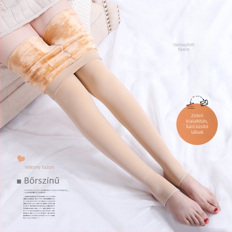 Velúr vastagított harisnyanadrág ősz-télre, egyszínű, csípőemelés és formázás, 93,8% poliészter
