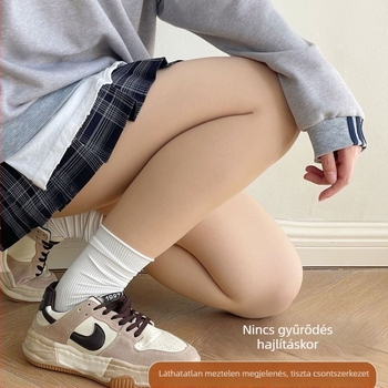 Plusz méretű női leggings fleece-béléssel, két rétegű, természetes sziluett, bőrérzet, ősz-téli szezon