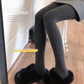 Vertikális csíkos pamut fleece-sel bélelt leggings ősz–télre, magas derékú, meleg és karcsú vonal