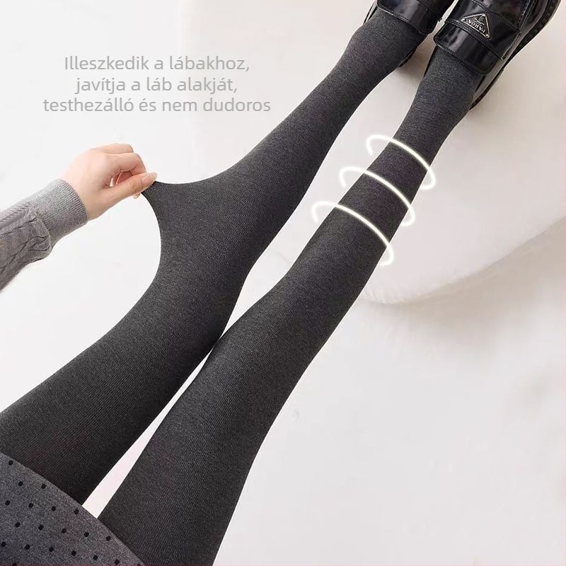 Vertikális csíkos pamut fleece-sel bélelt leggings ősz–télre, magas derékú, meleg és karcsú vonal