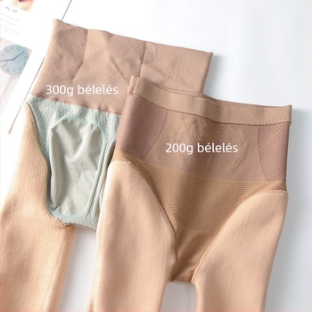 Minden-az-egyben bélelt fleece belsővel ellátott leggings fenékemelés funkcióval, nylon-spandex keverék, vastag anyag, 9/10 hossz, őszi 2024