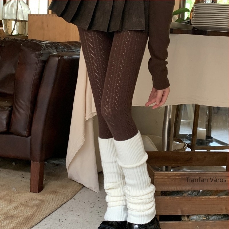 Fehér vékony leggings rétegezéshez, balett-stílusú MiU kötött harisnya, japán JK kötött leggings