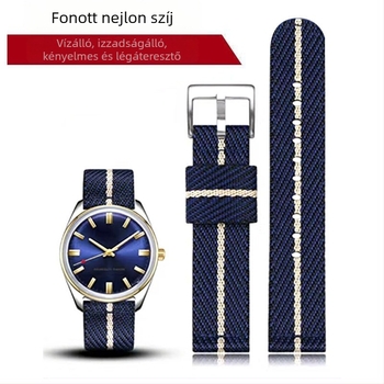 Nylon szövött vászon óraszíj Huawei és Samsung készülékekhez, 20/22 mm, uniszex