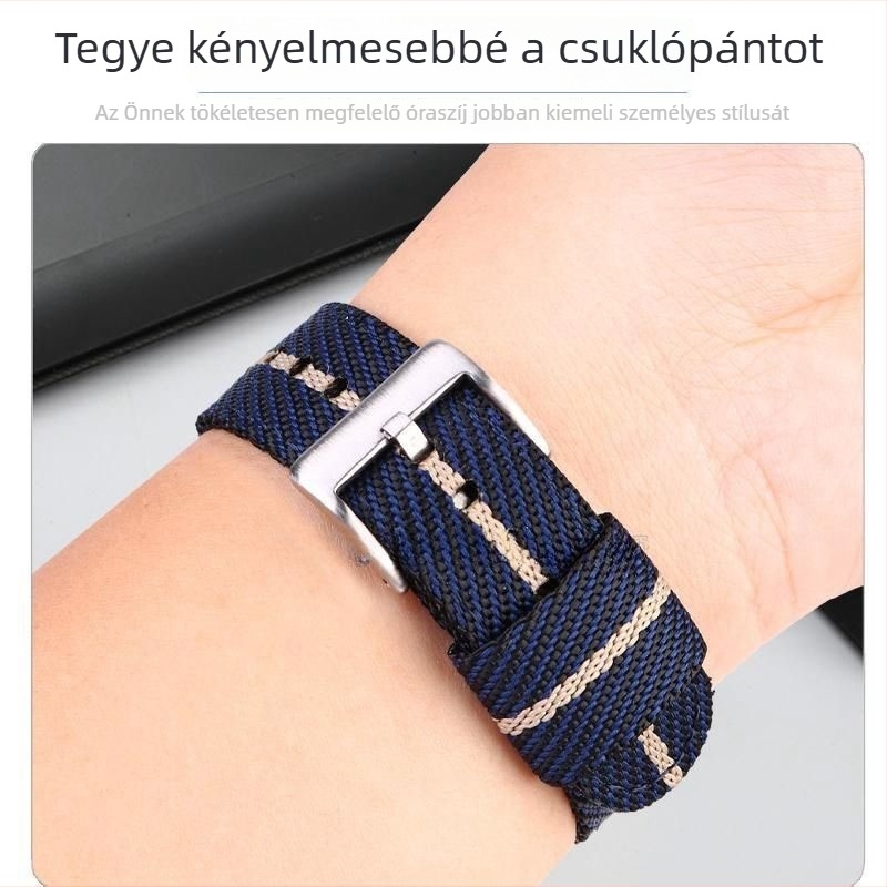 Nylon szövött vászon óraszíj Huawei és Samsung készülékekhez, 20/22 mm, uniszex