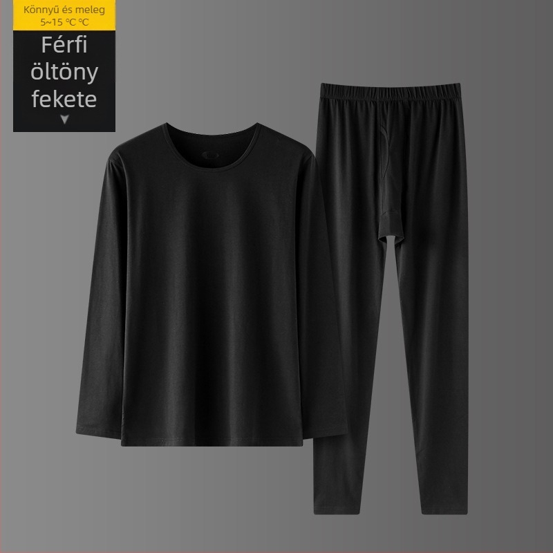 Férfi őszi–téli tiszta pamut termálruha készlet, 95% pamut LYCRA, vékony alapréteg
