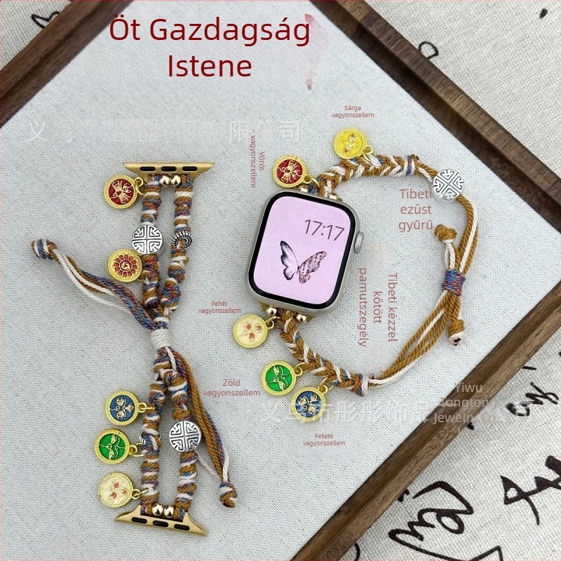 Tongtong kötél húzószíj Apple Watchhoz (iwatch56789SE) — anyag: kötél, teleszkópos csattal, testreszabott interfész méretek, tömeg 30 g, kompatibilis az Apple Watch-szal