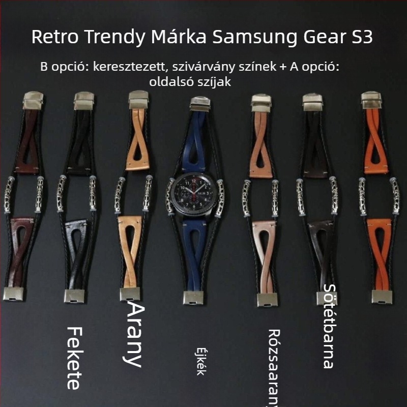 Bőr retro szíj Samsung Gear S3 és Galaxy Watch7/6-hoz