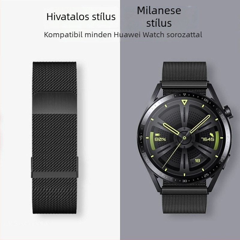 Qinlihai Milanese rozsdamentes acél óraszíj dupla mágneses csattal, interfész 18/20/22 mm, kompatibilis Samsung, Huawei, Apple, Garmin, Fitbit, Casio
