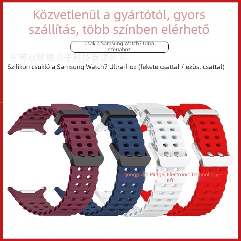 Szilikon óraszíj Samsung Galaxy Watch7 Ultra‑hoz – csapzár, testreszabható interfész méret, súly kb. 27 g