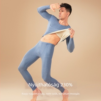 Férfi slim-fit melegítő alsóruha készlet Derong AB anyagból, fleece belsővel, V-nyakkal felső, karcsú szabás