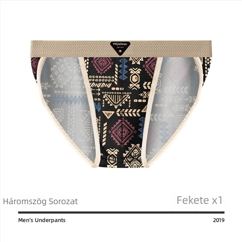 Férfi boxer brief, tiszta pamut, légáteresztő, középmagasságú derekú, amerikai retro etnikus stílus