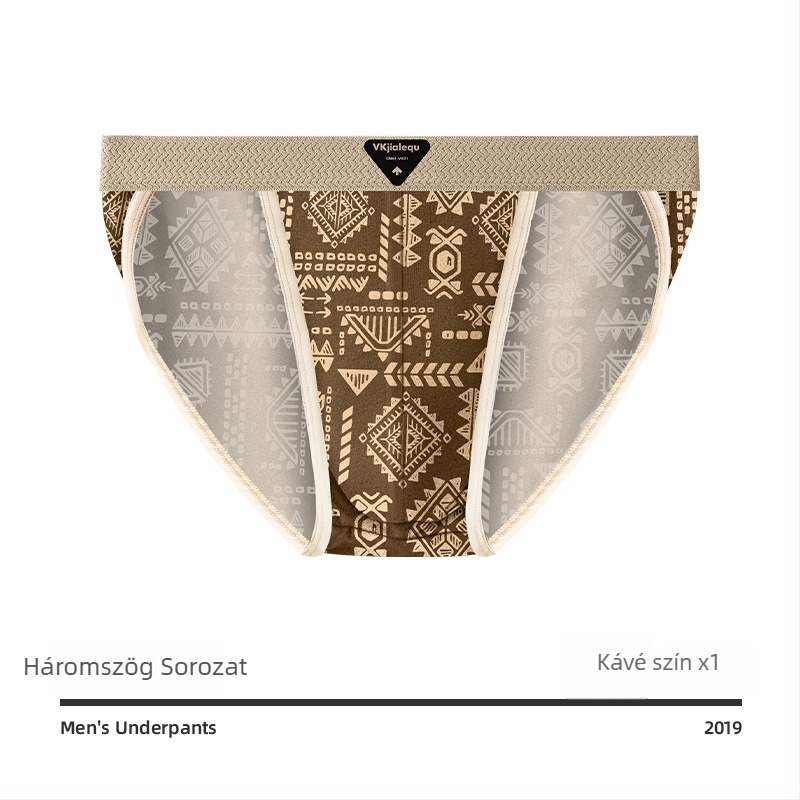 Férfi boxer brief, tiszta pamut, légáteresztő, középmagasságú derekú, amerikai retro etnikus stílus