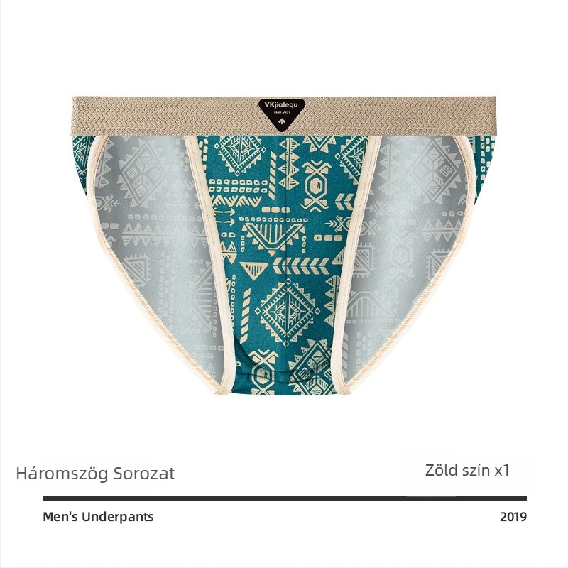 Férfi boxer brief, tiszta pamut, légáteresztő, középmagasságú derekú, amerikai retro etnikus stílus
