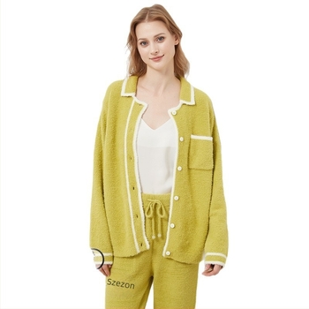 Női téli pizsama szett – japán stílus, rever gallérral, hosszú ujjú, feather yarn anyag, poliészter keverék 30–50%