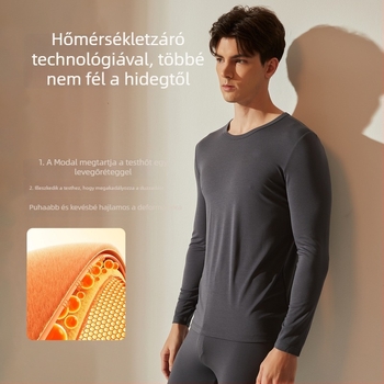 Őszi–téli Modal férfi termoszett, felső és alsó, vékony alapréteg, fleece-béléssel