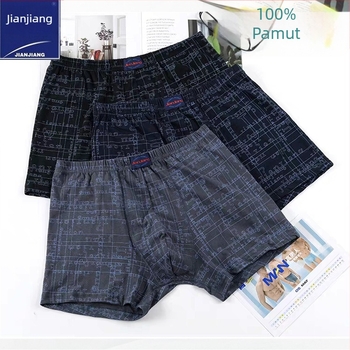 Jianjiang férfi 9542 pamut boxer alsónemű, lélegző, középmagas derekú, geometriai mintás, kényelmes, laza fazon