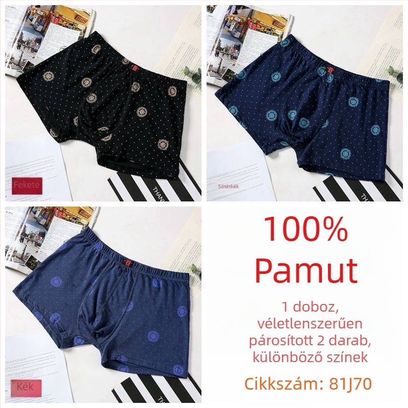 Jianjiang férfi 9542 pamut boxer alsónemű, lélegző, középmagas derekú, geometriai mintás, kényelmes, laza fazon