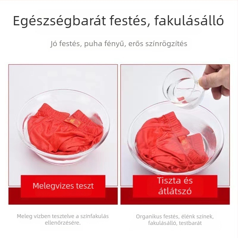 Férfi 100% pamut boxer alsó, piros, egyszínű, laza szabás, középmagas derekú