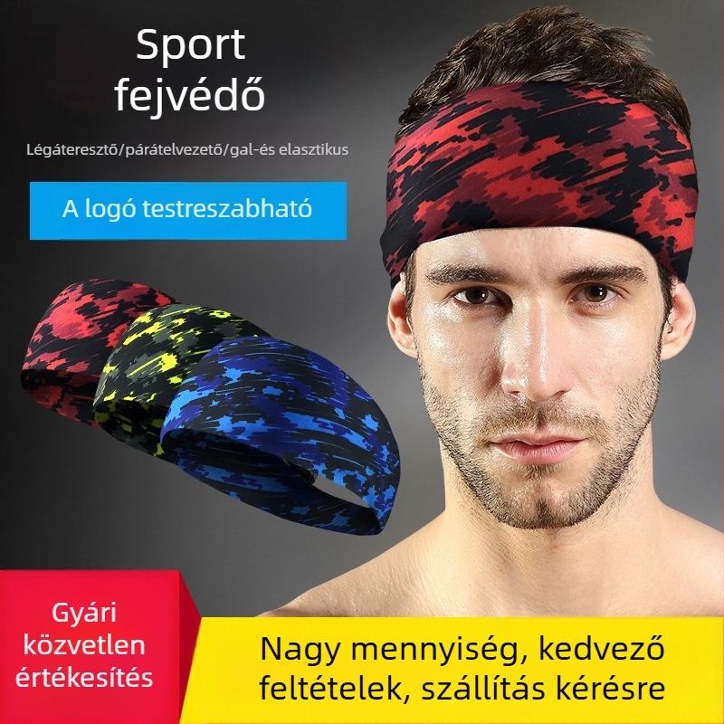 Kamuflázs Lycra fejpánt, lélegző, futáshoz, edzéshez és tánchoz (85% poliészter, 15% spandex; varrás)