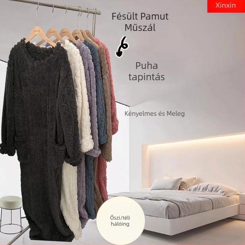 Carding Cotton Wool Köntös – Vastag szövet 201-250 g/m2, Kerek nyakú, Hosszú ujjú, Szabadidőre és alvásra