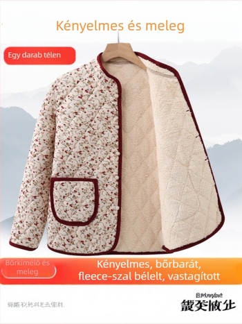 Női téli pamut bélelt kabát V-nyakú gallérral, derékban szűkített fazon, vast tömés, normál hosszúságú