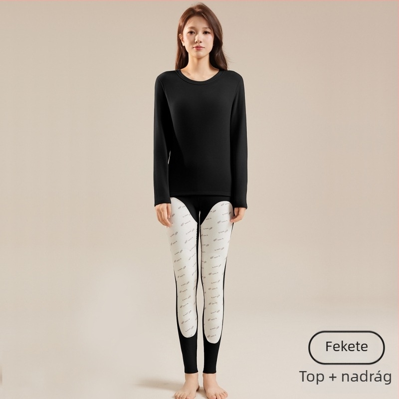 Női termosz alapréteg szett: felső és nadrág fleeces béléssel, fő anyag poliészter, bélés elastán, 181–200 g/m², melegen tart