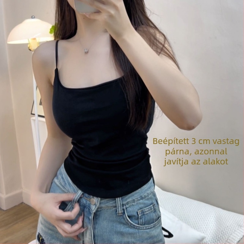 Camisole vastag párnázó; állítható vállpántok; RC pamut; 201–250 g/m²; kerek nyakú