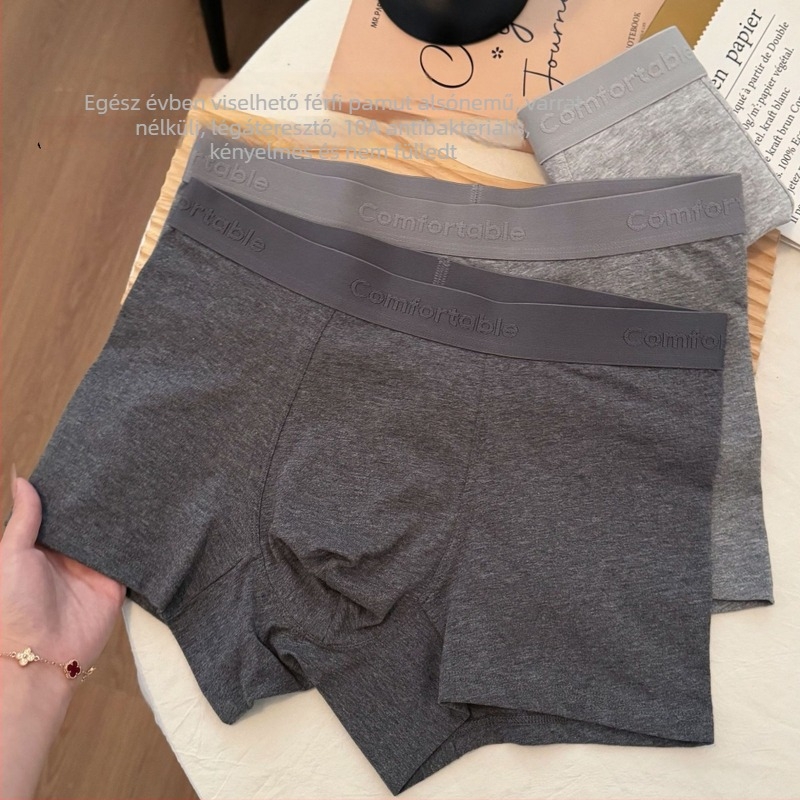 Férfi boxernadrág 10A antibakteriális, lélegző, nedvszívó, kényelmes, szürke