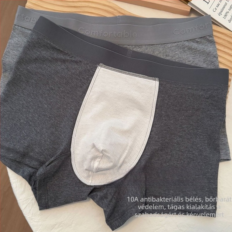 Férfi boxernadrág 10A antibakteriális, lélegző, nedvszívó, kényelmes, szürke