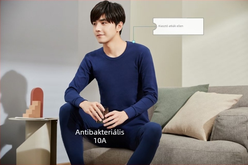 Férfiak 100% pamut termoszett – felső és alsó, légáteresztő és antibakteriális, közepes melegítés, 220 g/m², 18–40 éves férfiaknak