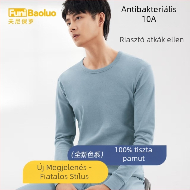 Férfiak 100% pamut termoszett – felső és alsó, légáteresztő és antibakteriális, közepes melegítés, 220 g/m², 18–40 éves férfiaknak