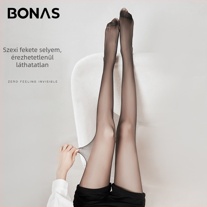 Bonas anti-snag ultra vékony fekete harisnya, magas átlátszóság, szexi hatás a meztelen lábakon, tavasz-ősz stílus, csúszásmentes