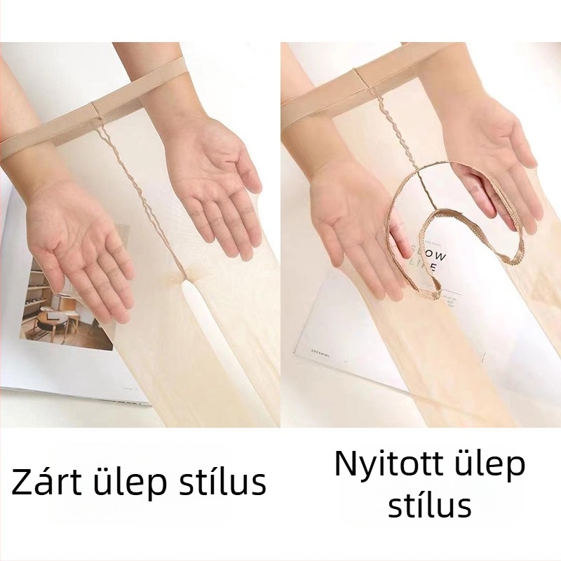 Ultra vékony, láthatatlan fekete harisnyák anti-akasztás, 0D, átlátszó lábujj