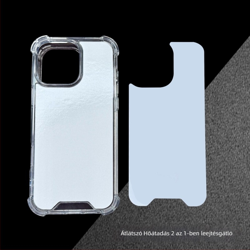 Átlátszó ütésálló iPhone-védő – kétfunkciós hőátviteles dizájn, üres DIY célokra, környezetbarát légzsák, ujjnyomat-mentes