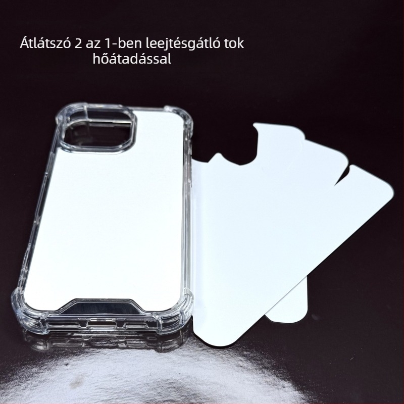Átlátszó ütésálló iPhone-védő – kétfunkciós hőátviteles dizájn, üres DIY célokra, környezetbarát légzsák, ujjnyomat-mentes