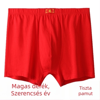 Férfi magas derekú pamut boxeralsó, lélegző, sima szövésű, egyszínű, ágyéktáji belső rész pamutból bélelt, fő anyag 90-95% pamut, négy évszakos viselet.