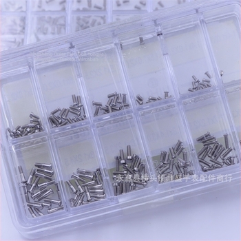 Rozsdamentes acélból készült órás csavarok lapos fejűek – hátlap és óraüveg csavarjaihoz, dobozban 500 darab, 2021 nyári kiadás